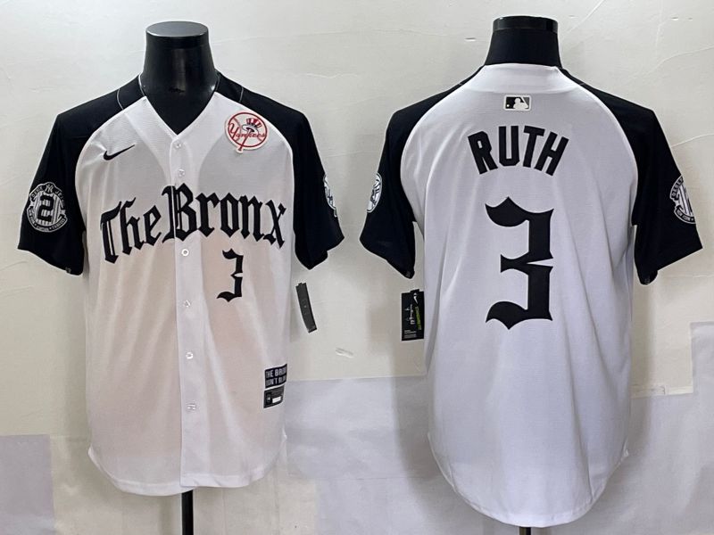 Men 2025 New York Yankees #3 Ruth White black Five generations Joint Name Nike MLB Jersey style 57